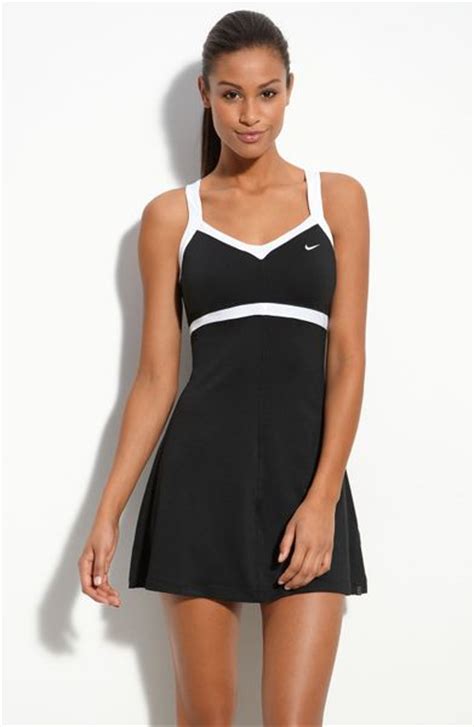 Nike Border Tennis Dress In Black Black White Lyst