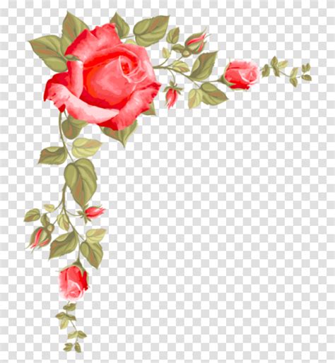 Ftestickers Flowers Roses Border Corner Pink Rose Borders Clip Art