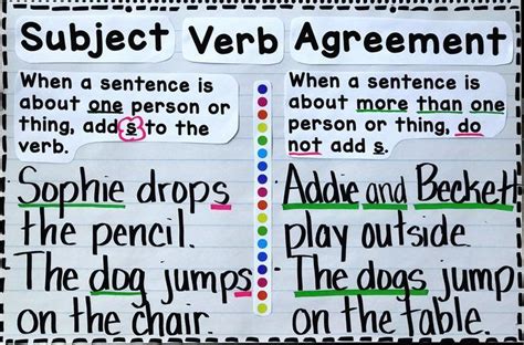 Subject Verb Agreement Anchor Chart