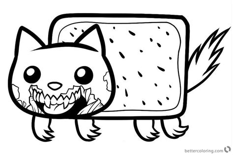 Nyan Cat Coloring pages Zombie Cat - Free Printable Coloring Pages
