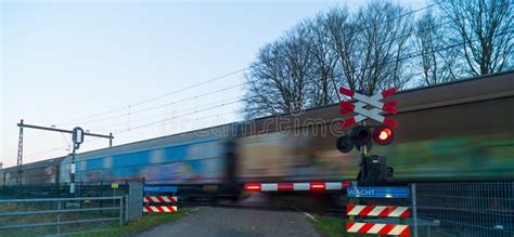 Train Passing By Stock Image Image Of Cross Line Gate 20328115