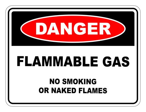 Flammable Gas No Smoking Or Naked Flames Danger Safety Sign Safety Signs Warehouse