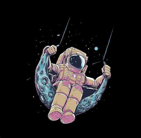 Astronaut Swinging On The Moon Painting By Zaid Maroof Pixels