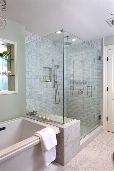 Create A Feeling Of Bathroom Space Floor To Ceiling Shower Tile