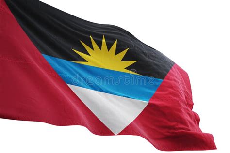 antigua and barbuda national flag waving isolated on white background 3d illustration stock