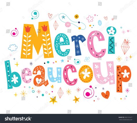 Merci Beaucoup Thank You Very Much In French Lettering Design Stock