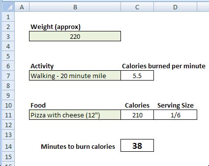 How to calculate calories (burned). Excel Calorie Burning Calculator - Contextures Blog
