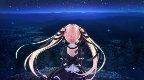 Wallpaper Landscape Night Long Hair Anime Girls Sky