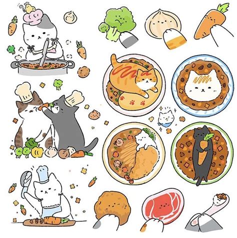 Pin By ☾ 𝓝𝓱𝓾𝓷𝓰 ☾ On Cute 2 Kawaii Cat Drawing Cute Food Drawings