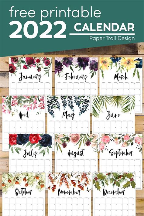 Free 2022 Calendar Printable Floral Artofit