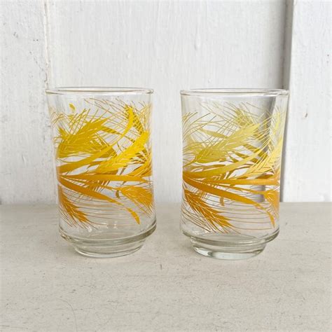 Pair Of Vintage Libbey Wheat Juice Glasses Etsy