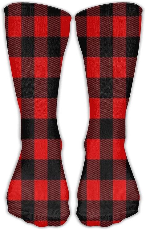 hxxuan thigh high socks red of buffalo plaid knee high socks 30cm stockings clothing