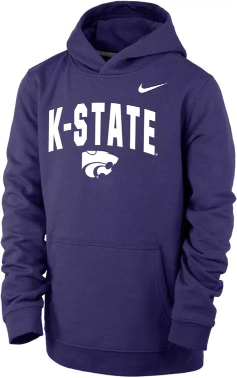 Nike Youth Kansas State Wildcats Purple Club Fleece Wordmark Pullover
