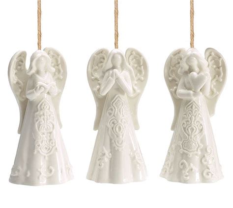 White Procelain Angel Ornament Set Ornament Set Angel Ornaments