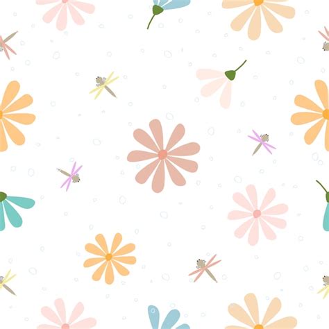 Premium Vector Seamless Cute Pastel Hand Drawn Floral Pattern Background