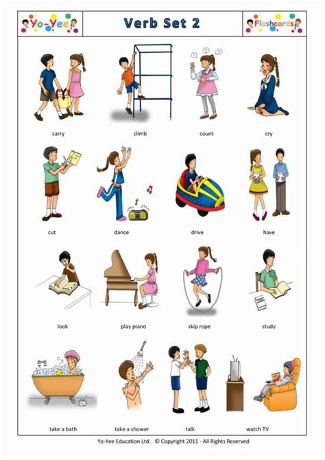 Action Words And Verbs Flashcards 2 For Kids