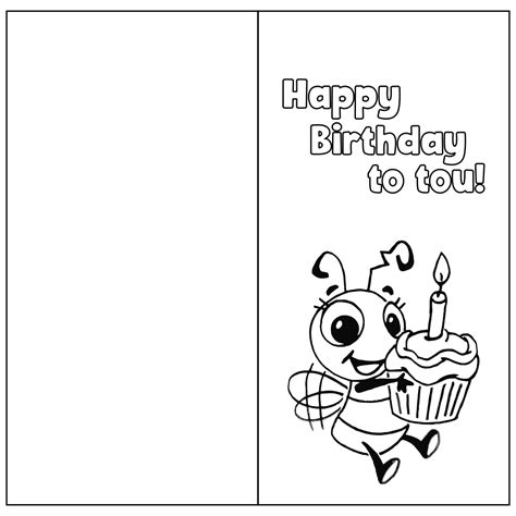Birthday Card Template Foldable Coloring Birthday Cards