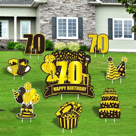 Buy 70th Birthday Yard Sign Large Black Gold 70th Birthday Decorations