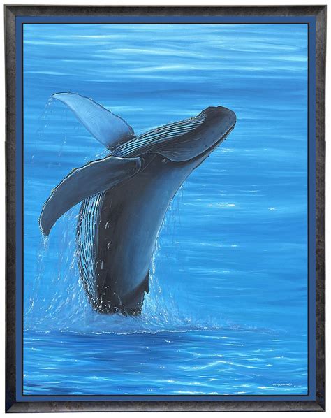 Combination Art And Collectibles Blue Whale Whale Folk Art Mixed Media