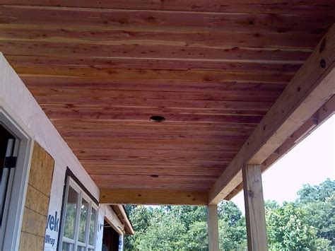 Bay area outdoor ceiling ⋆ cedar valley manufacturing | cedar shingle siding, cedar siding panels, cedar shingles, cedar shake panels. Cedar Porch Ceiling with cedar planks from Grant Cedar ...