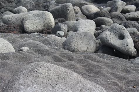 Giant Rock Pebbles On Volcanic Sand Stock Photo Image Of Volcanic