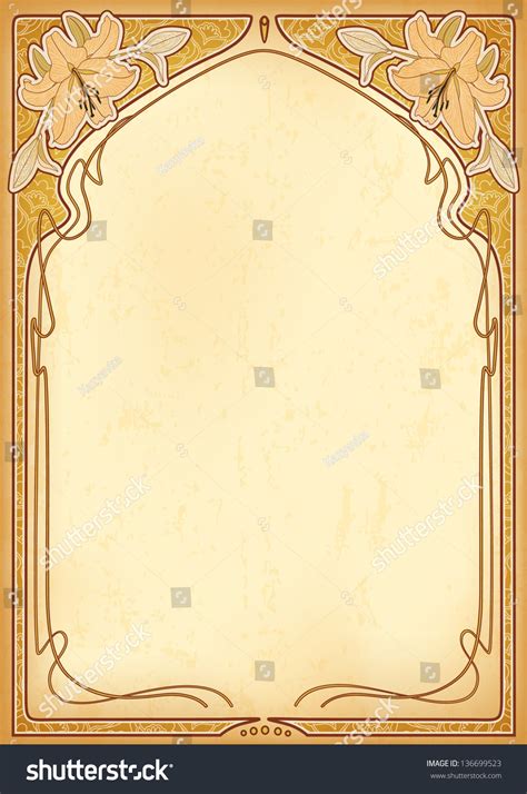 Art Nouveau Frames With Space For Text On Old Paper Eps10 Stock Vector