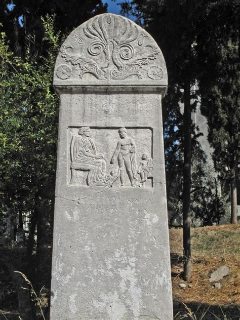 Ancient Funerary Stele Ancient Cemetery Of Kerameikos Athens Stele