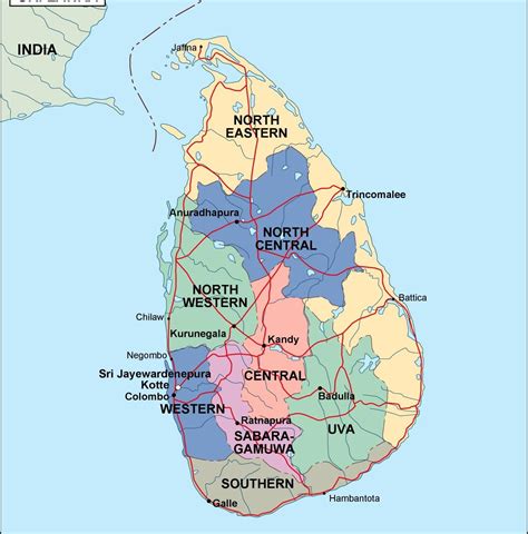 Srilanka Political Map Eps Illustrator Map Vector World Maps