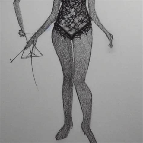 Pencil Sketch，sex，standing Front Cutout Lace Asian Arthubai