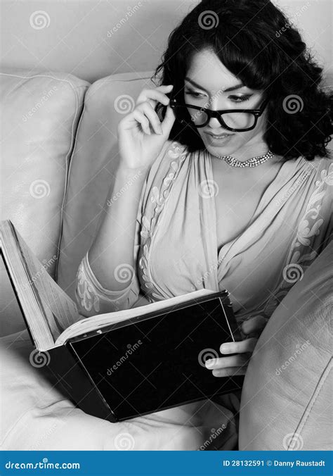 Sexy Young Brunette Woman Reading Book Stock Image Image 28132591