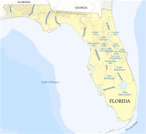 Map Of Florida With Lakes And Rivers Map Of World