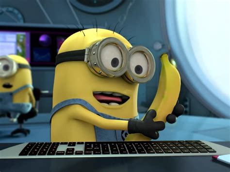 Minion Looking At The Banana Hd Desktop Wallpaper Widescreen High