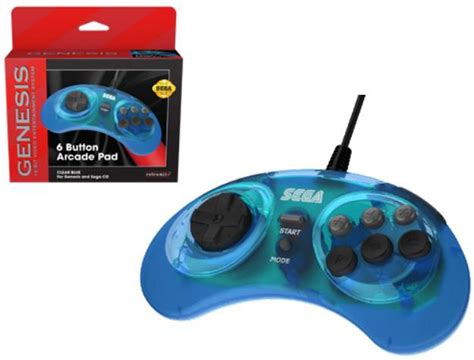 Sega Sega Genesis 6 Button Controller Clear Blue Retro Bit Toywiz