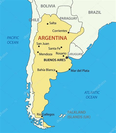 Argentinská Republika Argentina Vektorové Mapy Stock Vector By