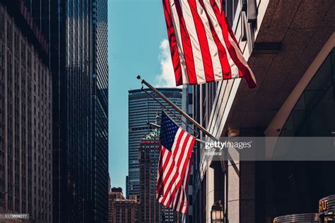 American Flags In Midtown Manhattan High Res Stock Photo Getty Images