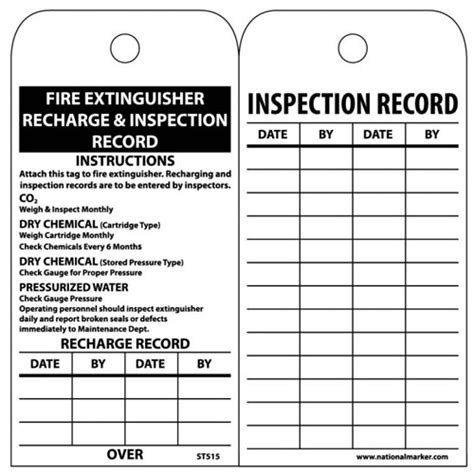 Examine the extinguisher for obvious physical damage, corrosion, leakage. Fire Extinguisher Recharge & Inspection Record Tags | Safety + Maintenance