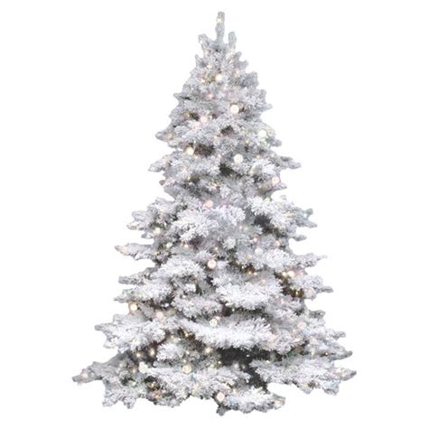 Vickerman Flocked Alaskan 45 White Artificial Christmas Tree With 300