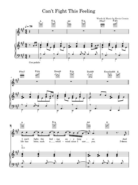 Cant Fight This Feeling Sheet Music For Piano Vocals By Reo Speedwagon Official