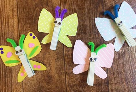 How To Make Clothes Peg Butterflies Spring Childrens Craft Alice