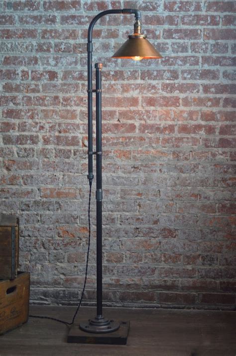 Industrial 64 high black floor lamp with open cage shade. Industrial Floor Lamp Copper Shade Industrial Furniture ...