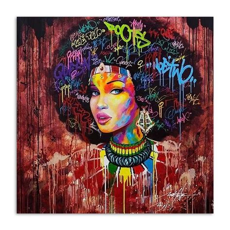 Colourful Woman Cultural Painting Abstract Print Wall Art Afro Black