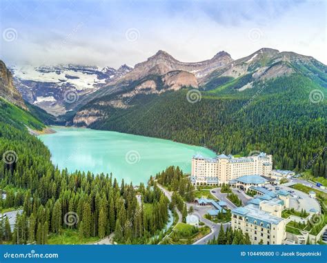 Turquoise Louise Lake In Banff National Park Alberta Canada Stock