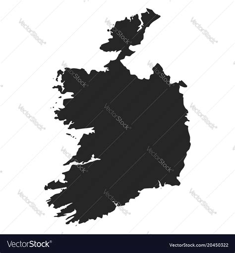 Ireland Map Simple Black White Silhouette Vector Image