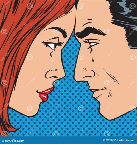 Man And Woman Looking At Each Other Face Pop Art Comics Retro St Stock