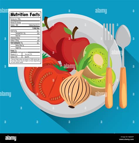 Fruits And Vegetables Group With Nutrition Facts Stock Vector Image
