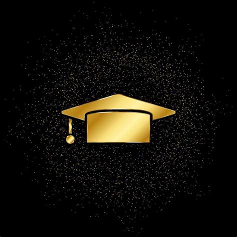 Graduación Gorra Oro Icono Vector Ilustración De Dorado Partícula En