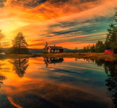 Ringerike Norway Earth Pictures Reflection Pictures Beautiful Sunset
