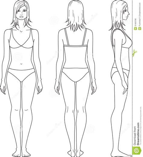 Drawing human figures is considered to be the most difficult for artists to do. female template for fashion design front side back ...