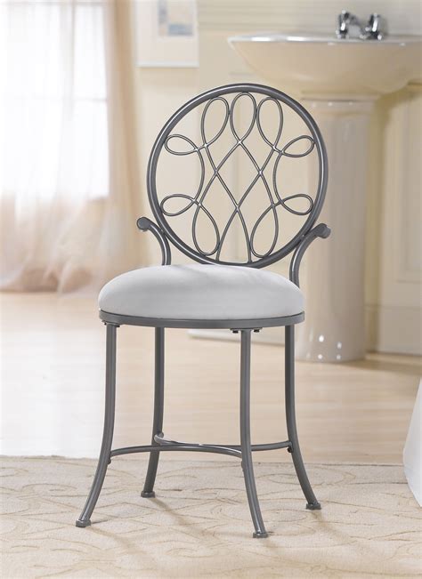 It also works great for bathroom or bedroom vanities. Bathroom Furniture Gray Polished Wrought Iron Vanity Chair ...