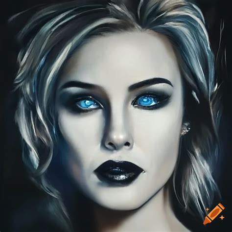 portrait of a strikingly beautiful woman with pale blue eyes and light blonde hair